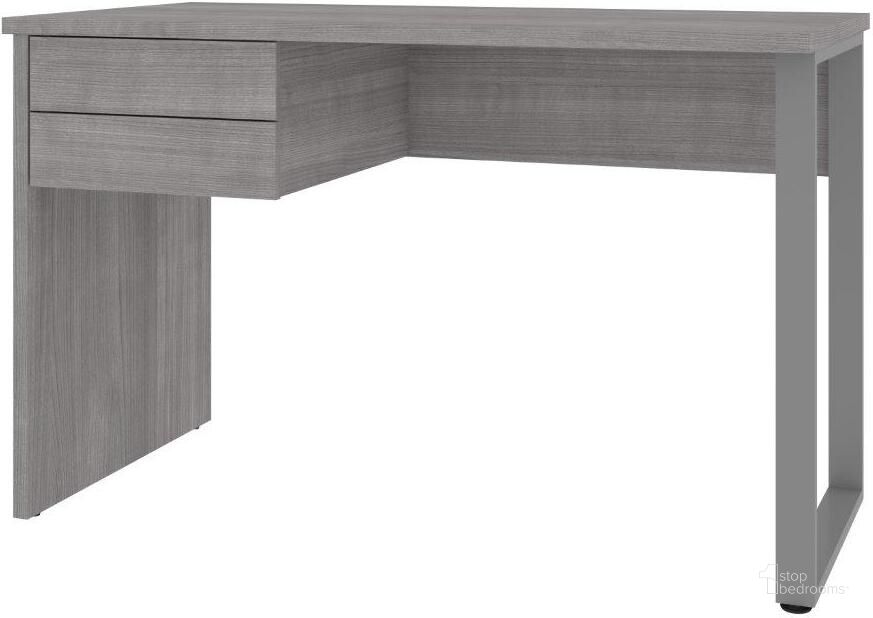 The appearance of Bestar Solay 48W Small Table Desk With U-Shaped Metal Leg In Platinum Gray designed by Bestar in the modern / contemporary interior design. This gray piece of furniture  was selected by 1StopBedrooms from Solay Collection to add a touch of cosiness and style into your home. Sku: 29400-000071. Material: Wood. Product Type: Desk. Image1