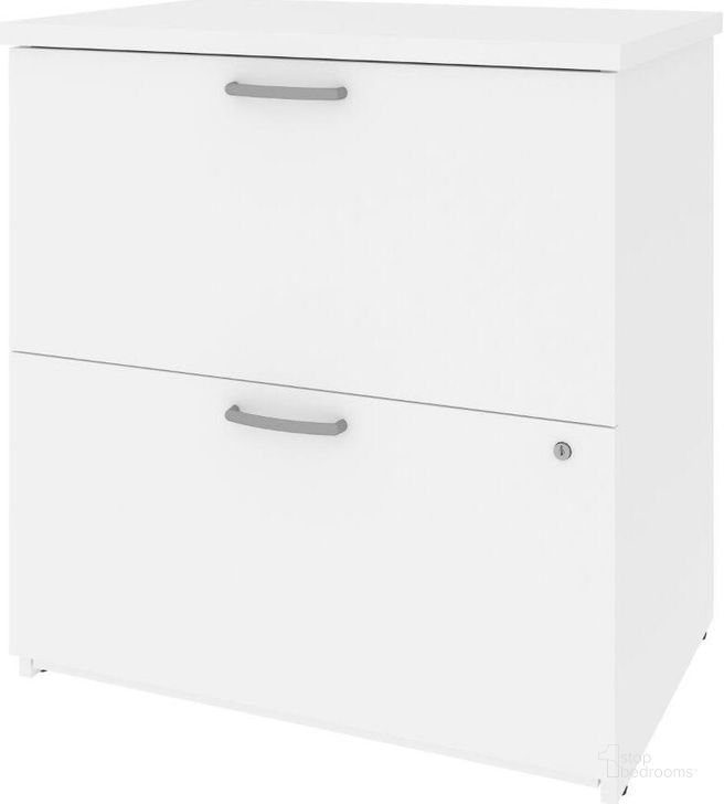 The appearance of Bestar Universel 29W Lateral File Cabinet In White designed by Bestar in the modern / contemporary interior design. This white piece of furniture  was selected by 1StopBedrooms from Universel Collection to add a touch of cosiness and style into your home. Sku: 46630-1117. Material: Wood. Product Type: Lateral Filing Cabinet. Image1