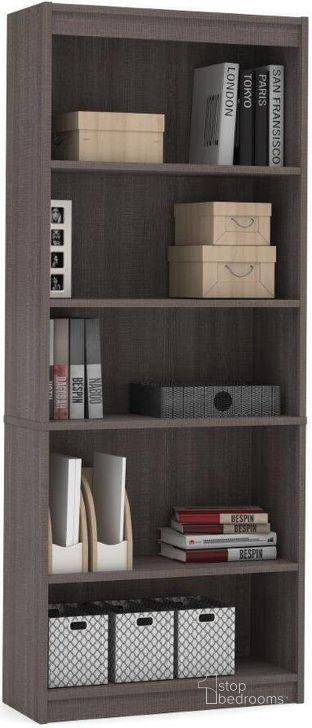 The appearance of Bestar Universel 30W Standard Bookcase In Bark Grey designed by Bestar in the transitional interior design. This grey piece of furniture  was selected by 1StopBedrooms from Universel Collection to add a touch of cosiness and style into your home. Sku: 65715-000047. Product Type: Bookcase. Material: Iron. Image1