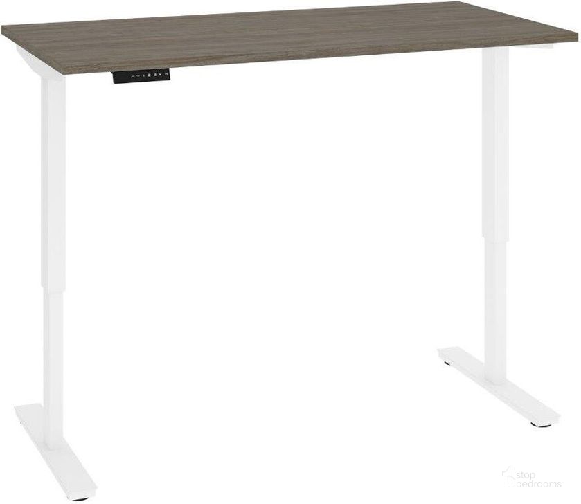 The appearance of Bestar Viva 60W x 30D Electric Standing Desk In Walnut Grey designed by Bestar in the modern / contemporary interior design. This walnut gray piece of furniture  was selected by 1StopBedrooms from Viva Collection to add a touch of cosiness and style into your home. Sku: 19867-000035. Material: Wood. Product Type: Desk. Image1