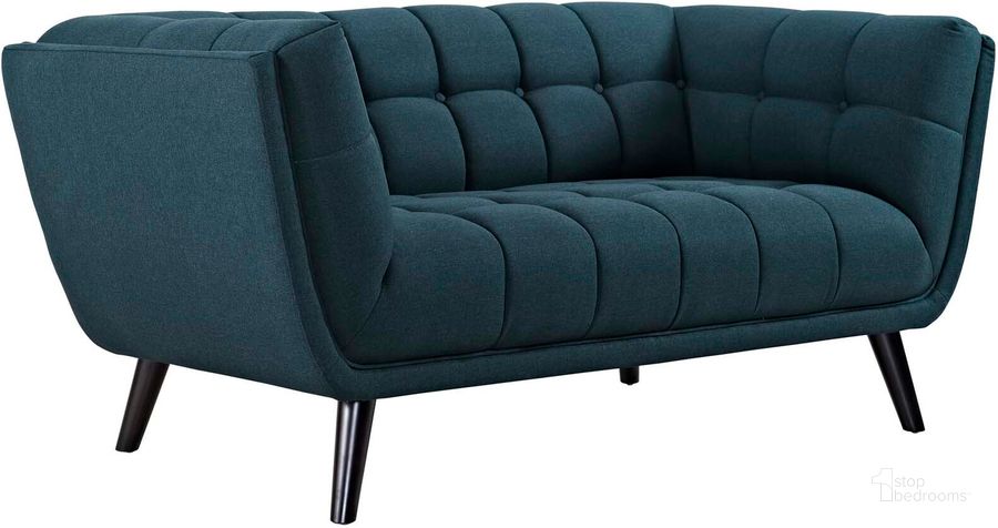 The appearance of Bestow Blue Upholstered Fabric Loveseat designed by Modway in the modern / contemporary interior design. This blue piece of furniture  was selected by 1StopBedrooms from Bestow Collection to add a touch of cosiness and style into your home. Sku: EEI-2534-BLU. Material: Wood. Product Type: Loveseat. Image1