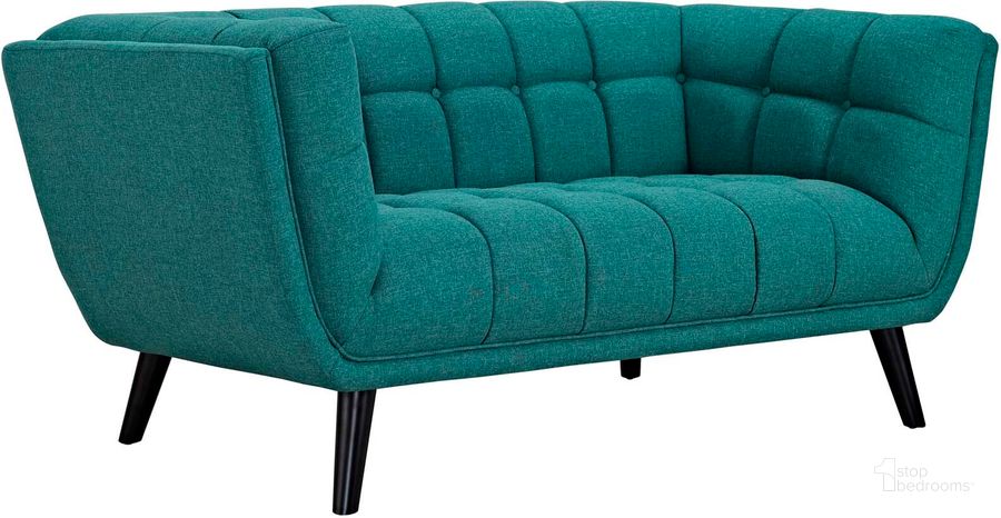 The appearance of Bestow Teal Upholstered Fabric Loveseat designed by Modway in the modern / contemporary interior design. This teal piece of furniture  was selected by 1StopBedrooms from Bestow Collection to add a touch of cosiness and style into your home. Sku: EEI-2534-TEA. Material: Wood. Product Type: Loveseat. Image1