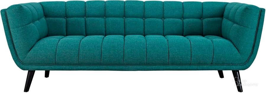The appearance of Bestow Teal Upholstered Fabric Sofa designed by Modway in the modern / contemporary interior design. This teal piece of furniture  was selected by 1StopBedrooms from Bestow Collection to add a touch of cosiness and style into your home. Sku: EEI-2730-TEA. Material: Wood. Product Type: Sofa. Image1