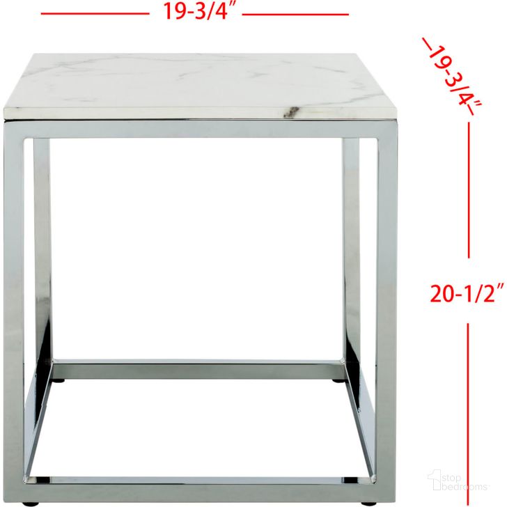 The appearance of Bethany White Marble/Chrome Square End Table designed by Safavieh in the modern / contemporary interior design. This white piece of furniture  was selected by 1StopBedrooms from Bethany Collection to add a touch of cosiness and style into your home. Sku: ACC6201B. Material: Metal. Product Type: Accent Table. Image1