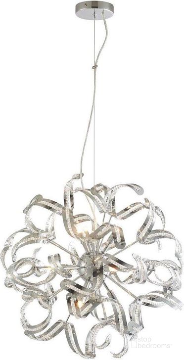 The appearance of Bethel International Chandelier In Chrome designed by Bethel International in the transitional interior design. This chrome piece of furniture  was selected by 1StopBedrooms from  to add a touch of cosiness and style into your home. Sku: GL70. Material: Metal. Product Type: Chandelier. Image1