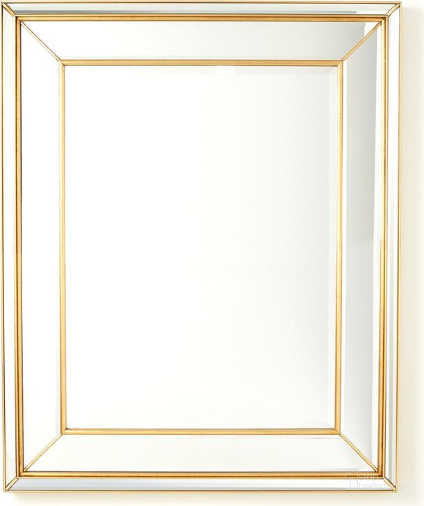 The appearance of Bevel On Bevel Mirror In Gold Leaf designed by Global Views in the modern / contemporary interior design. This gold piece of furniture  was selected by 1StopBedrooms from Bevel Collection to add a touch of cosiness and style into your home. Sku: 3.31577. Material: Wood. Product Type: Accent Mirror. Image1