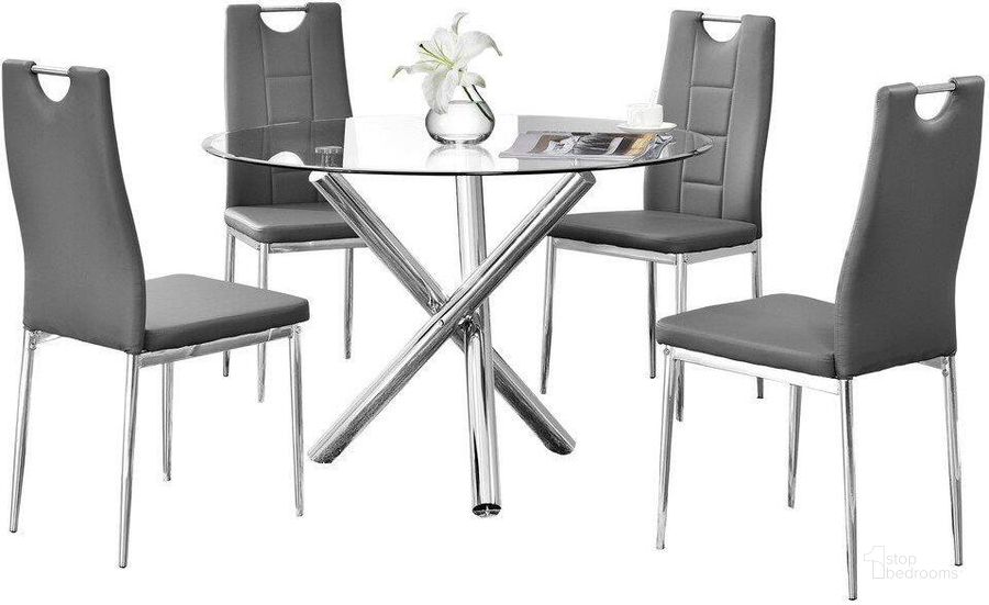 The appearance of Beverly 5 Piece Faux Leather Round Glass Dinette Set In Gray designed by Best Master Furniture in the modern / contemporary interior design. This gray piece of furniture  was selected by 1StopBedrooms from Beverly Collection to add a touch of cosiness and style into your home. Sku: T248G5. Material: Faux Leather. Product Type: Dining Room Set. Image1