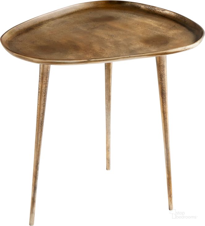 The appearance of Bexley Antique Gold Large Side Table designed by Cyan Design in the modern / contemporary interior design. This gold piece of furniture  was selected by 1StopBedrooms from Bexley Collection to add a touch of cosiness and style into your home. Sku: 10116. Material: Aluminum. Product Type: Side Table.