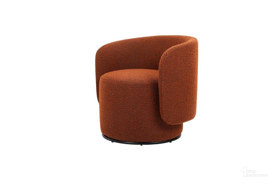 The appearance of Biarritz Rust Boucle Swivel Lounge Chair designed by Mobital in the modern / contemporary interior design. This rust piece of furniture  was selected by 1StopBedrooms from Biarritz Collection to add a touch of cosiness and style into your home. Sku: LCH-BIAR-RUST-BOUC. Material: Wood. Product Type: Lounge Chair. Image1