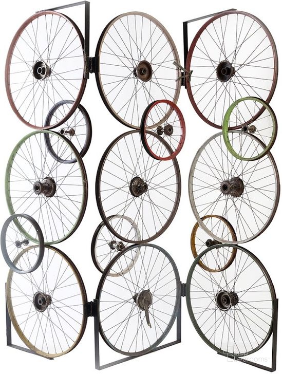 The appearance of Bicycle Wheel Screen designed by Phillips Collection in the modern / contemporary interior design. This assorted piece of furniture  was selected by 1StopBedrooms from Bicycle Collection to add a touch of cosiness and style into your home. Sku: ID66016. Material: Metal. Product Type: Wall Art. Image1