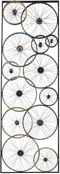 The appearance of Bicycle Wheel Wall Art designed by Phillips Collection in the modern / contemporary interior design. This assorted piece of furniture  was selected by 1StopBedrooms from Bicycle Collection to add a touch of cosiness and style into your home. Sku: ID66019. Material: Metal. Product Type: Wall Art. Image1
