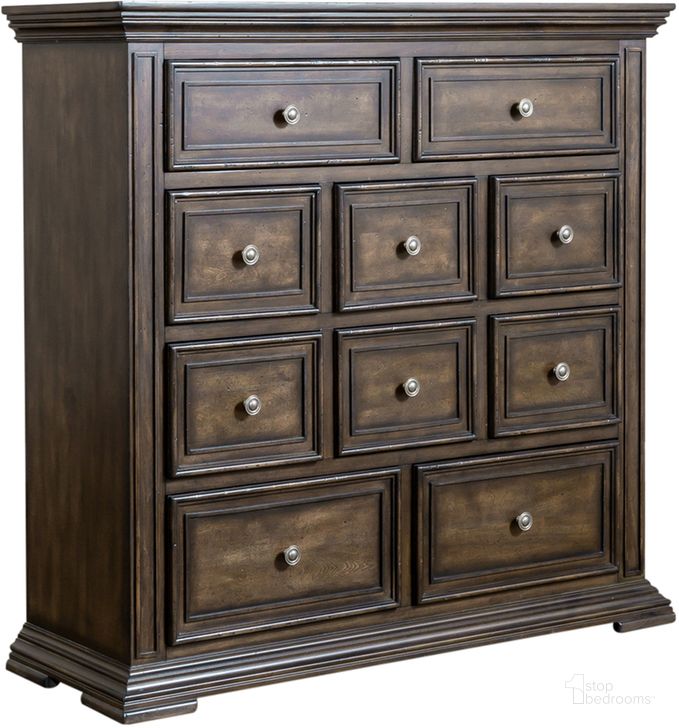 The appearance of Big Valley 10 Drawer Chesser In Brown designed by Liberty in the traditional interior design. This brown piece of furniture  was selected by 1StopBedrooms from Big Valley Collection to add a touch of cosiness and style into your home. Sku: 361-BR32. Product Type: Chesser. Material: Rubberwood. Image1