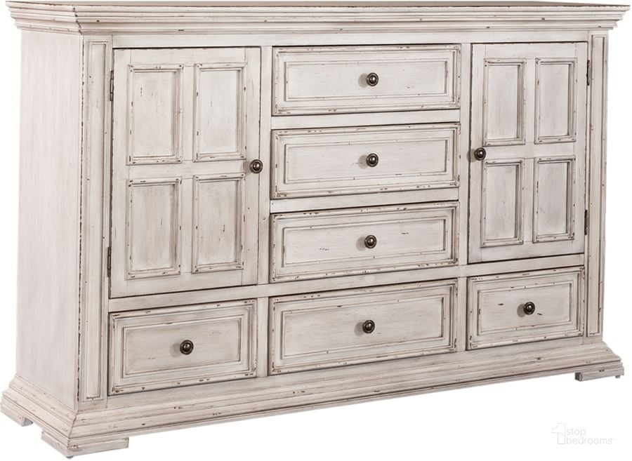 The appearance of Big Valley Drawer Dresser designed by Liberty in the traditional interior design. This white piece of furniture  was selected by 1StopBedrooms from Big Valley Collection to add a touch of cosiness and style into your home. Sku: 361W-BR31. Product Type: Dresser. Material: Rubberwood. Image1
