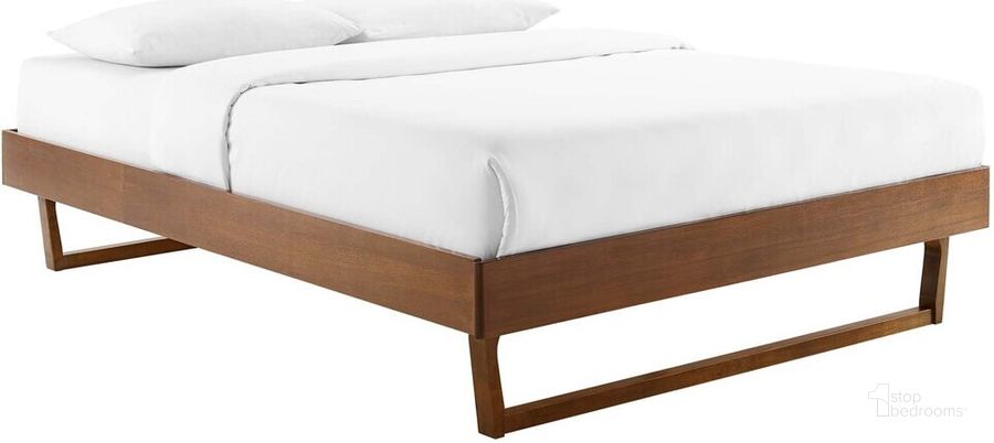 The appearance of Billie Full Wood Platform Bed Frame In Walnut designed by Modway in the modern / contemporary interior design. This walnut piece of furniture  was selected by 1StopBedrooms from Billie Collection to add a touch of cosiness and style into your home. Sku: MOD-6213-WAL. Product Type: Bed Frame. Bed Size: Full. Material: MDF. Image1