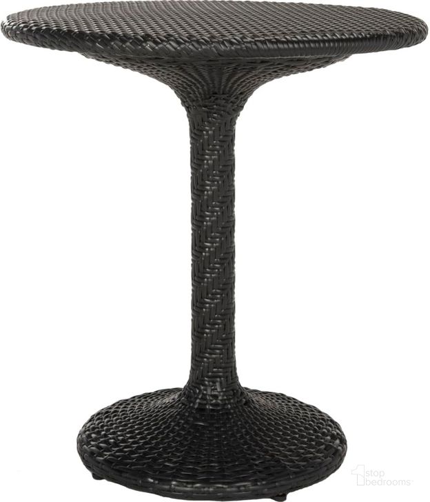 The appearance of Bilson Black Rattan Bistro Table designed by Safavieh in the modern / contemporary interior design. This black piece of furniture  was selected by 1StopBedrooms from Safavieh PAT Collection to add a touch of cosiness and style into your home. Sku: PAT4017A. Product Type: Table. Material: Aluminium. Image1