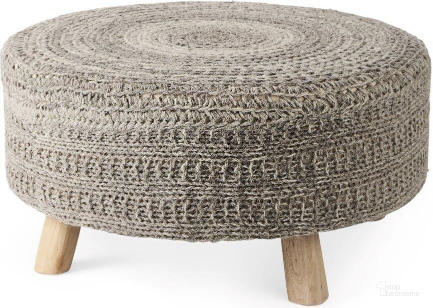 The appearance of Bina Dark Gray 4 Legged Wool Stool designed by Mercana in the modern / contemporary interior design. This brown and grey piece of furniture  was selected by 1StopBedrooms from Bina Collection to add a touch of cosiness and style into your home. Sku: 69513. Material: Wood. Product Type: Accent Stool. Image1