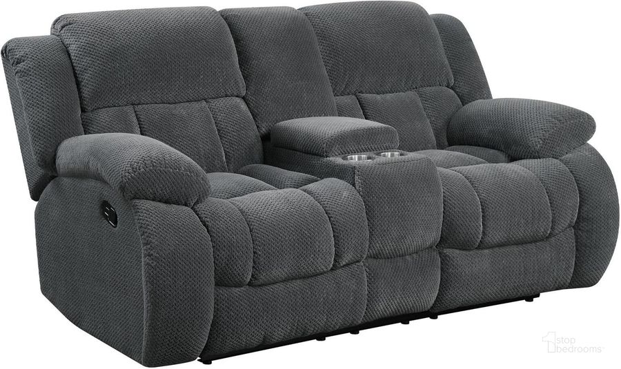 The appearance of Birhanu Gray Reclining Loveseat designed by Off 5th Home in the transitional interior design. This gray piece of furniture  was selected by 1StopBedrooms from Birhanu Collection to add a touch of cosiness and style into your home. Sku: 601922. Product Type: Reclining Loveseat. Material: Chenille. Image1