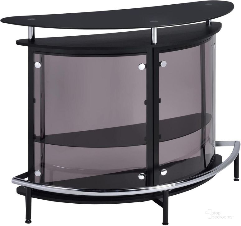 The appearance of Black Bar Table 101065 designed by Coaster in the modern / contemporary interior design. This black piece of furniture  was selected by 1StopBedrooms from Contemporary Collection to add a touch of cosiness and style into your home. Sku: 101065. Material: Glass. Product Type: Bar Table. Image1