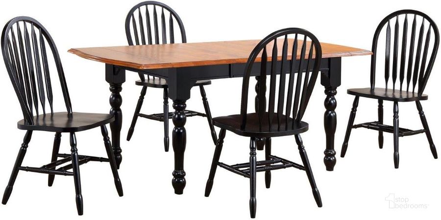 The appearance of Black Cherry Selections Antique Black and Cherry 5 Piece Drop Leaf Extendable Dining Set designed by Sunset Trading in the modern / contemporary interior design. This antique black and cherry piece of furniture  was selected by 1StopBedrooms from Black Cherry Selections Collection to add a touch of cosiness and style into your home. Sku: DLU-TDX-3472-BCH;DLU-820-AB-2;DLU-820-AB-2. Material: Wood. Product Type: Dining Chair. Image1
