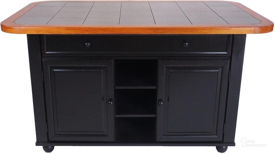 The appearance of Black Cherry Selections Cherry Trim and Gray Tile Top Antique Black Kitchen Island designed by Sunset Trading in the traditional interior design. This antique black and cherry piece of furniture  was selected by 1StopBedrooms from Black Cherry Selections Collection to add a touch of cosiness and style into your home. Sku: CY-KI-TT-02-BCH-B;CY-KI-TT-02-BCH-T. Material: Wood. Product Type: Kitchen Island. Image1