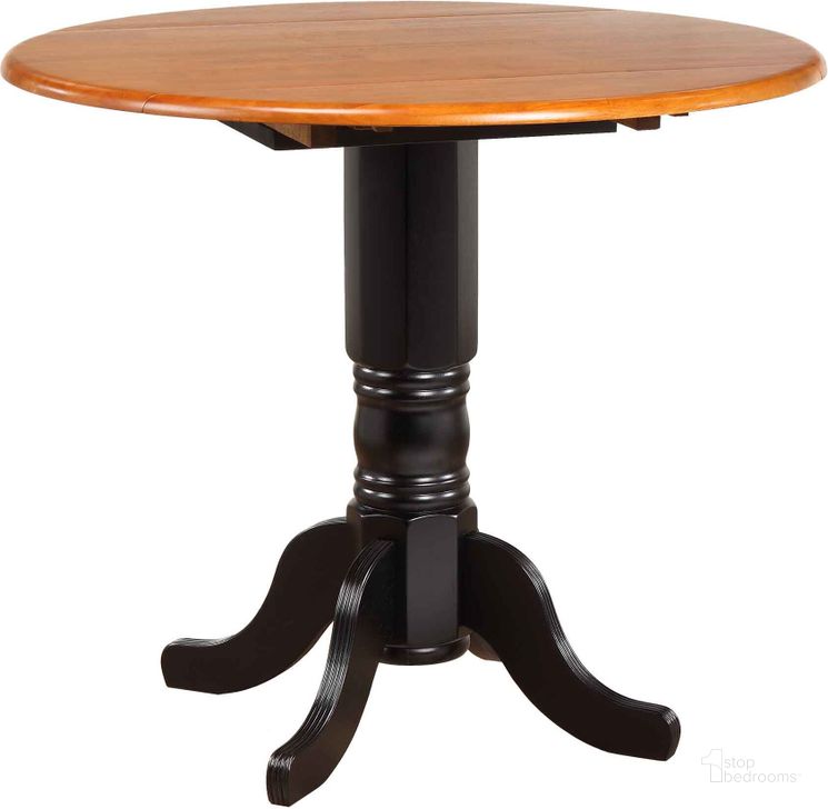 The appearance of Black Cherry Selections Four Size Round Drop Leaf Pub Table designed by Sunset Trading in the modern / contemporary interior design. This antique black and cherry piece of furniture  was selected by 1StopBedrooms from Black Cherry Selections Collection to add a touch of cosiness and style into your home. Sku: DLU-TPD-4242-BCH-T;DLU-TPD-4242-BCH-CB. Material: Wood. Product Type: Pub Table. Image1