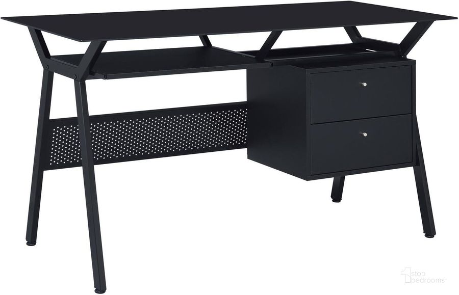 The appearance of Black Desk 800436 designed by Coaster in the transitional interior design. This black piece of furniture  was selected by 1StopBedrooms from Black Collection to add a touch of cosiness and style into your home. Sku: 800436. Material: Glass. Product Type: Desk. Image1