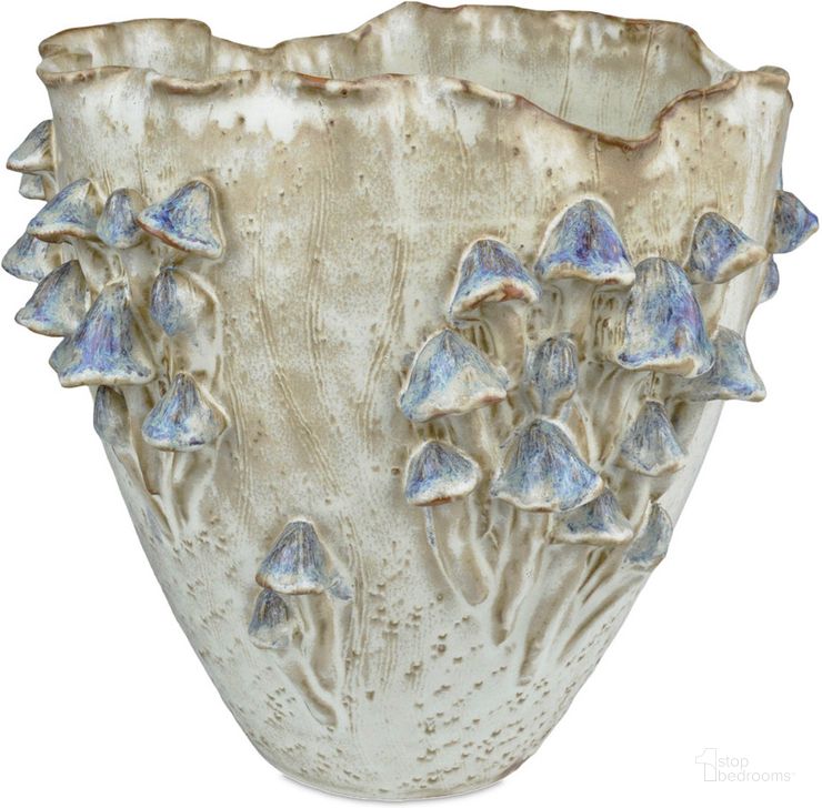 The appearance of Black Forest Mushrooms Large Vase In Cream and Blue designed by Currey & Company in the  interior design. This cream/blue piece of furniture  was selected by 1StopBedrooms from Black Collection to add a touch of cosiness and style into your home. Sku: 1200-0827. Material: Ceramic. Product Type: Vase. Image1
