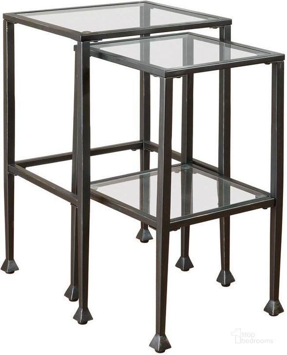 The appearance of Black Glass/Metal Nesting Table (L) designed by Coaster in the transitional interior design. This black piece of furniture  was selected by 1StopBedrooms from Black Collection to add a touch of cosiness and style into your home. Sku: 901073. Table Top Shape: Triangular. Material: Metal. Product Type: Nesting Table. Image1