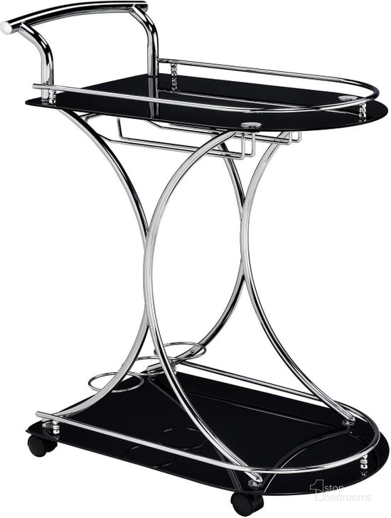 The appearance of Black Glass Serving Cart designed by Coaster in the modern / contemporary interior design. This black piece of furniture  was selected by 1StopBedrooms from Black Collection to add a touch of cosiness and style into your home. Sku: 910001. Material: Glass. Product Type: Serving Cart. Image1