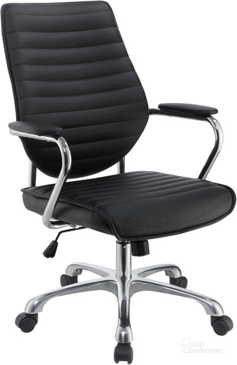 The appearance of Black High Back Adjustable Upholstered Office Chair designed by Coaster in the modern / contemporary interior design. This black piece of furniture  was selected by 1StopBedrooms from  to add a touch of cosiness and style into your home. Sku: 802269. Product Type: Office Chair. Material: Nylon. Image1