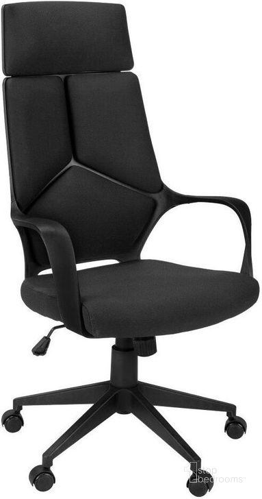 The appearance of Black High Back Executive Office Chair I 7272 designed by Monarch Specialties in the modern / contemporary interior design. This black piece of furniture  was selected by 1StopBedrooms from  to add a touch of cosiness and style into your home. Sku: I 7272. Product Type: Office Chair. Material: Nylon. Image1