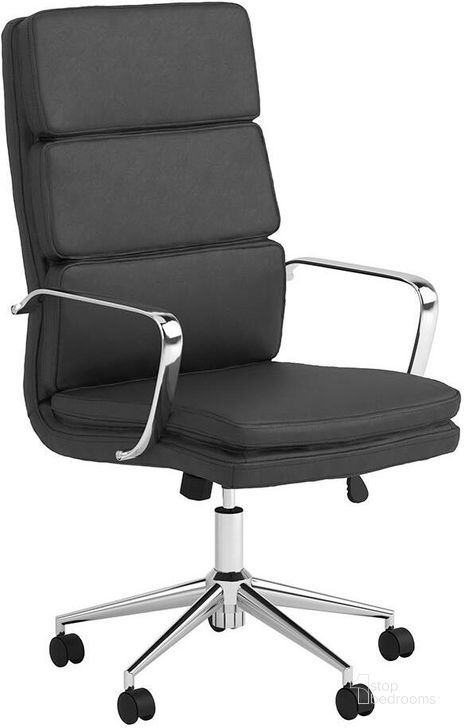 The appearance of Black High Back Office Chair designed by Coaster in the modern / contemporary interior design. This black piece of furniture  was selected by 1StopBedrooms from  to add a touch of cosiness and style into your home. Sku: 801744. Product Type: Home Office Chair. Material: Plywood. Image1