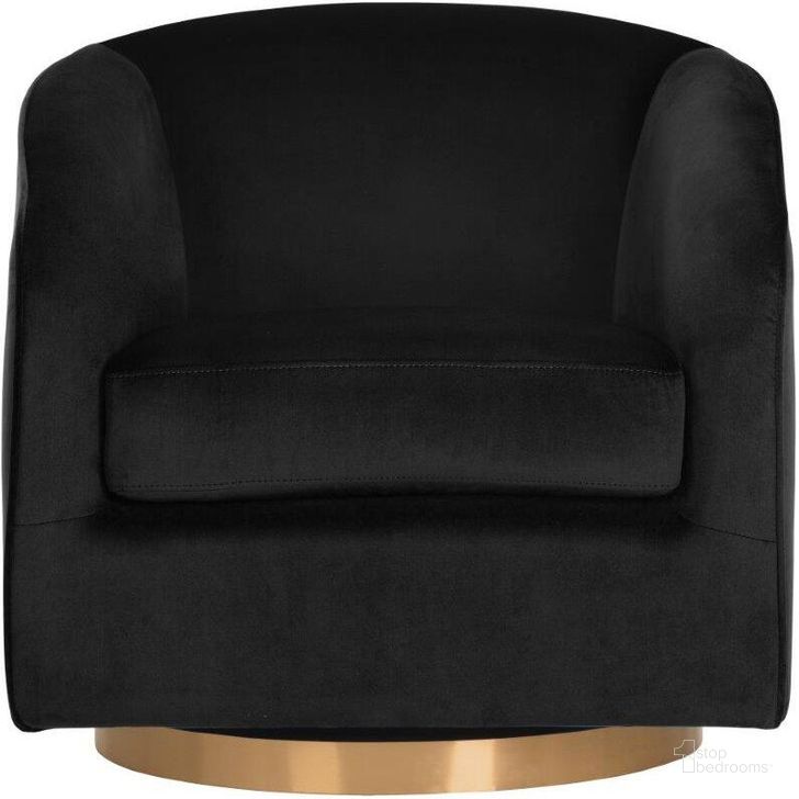 The appearance of Black Sky Hazel Swivel Chair designed by Sunpan in the modern / contemporary interior design. This black piece of furniture  was selected by 1StopBedrooms from  to add a touch of cosiness and style into your home. Sku: 104003. Material: Fabric. Product Type: Accent Chair. Image1