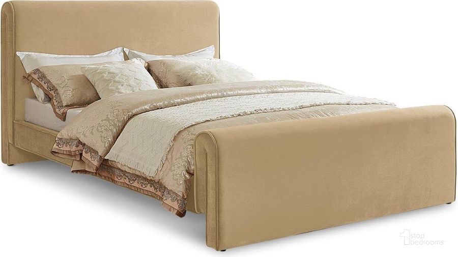 The appearance of Blackburn Camel Full Bed designed by Furnique in the modern / contemporary interior design. This camel piece of furniture  was selected by 1StopBedrooms from Blackburn Collection to add a touch of cosiness and style into your home. Sku: SloanCamel-F-1;SloanCamel-F-2;SloanCamel-F-3. Product Type: Bed. Bed Size: Full. Material: Velvet. Image1