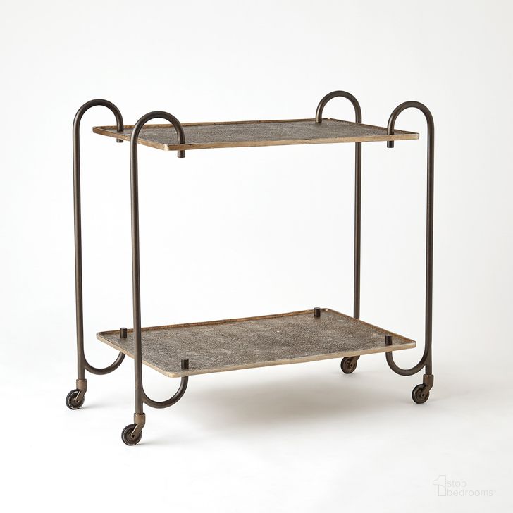 The appearance of Blade Bar Cart In Bronze designed by Global Views in the modern / contemporary interior design. This bronze piece of furniture  was selected by 1StopBedrooms from Blade Collection to add a touch of cosiness and style into your home. Sku: 9.9313. Product Type: Bar Cart. Material: Iron. Image1