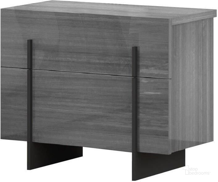 The appearance of Blade Premium Night Stand in Moon Grey designed by J&M in the modern / contemporary interior design. This grey piece of furniture  was selected by 1StopBedrooms from Blade Collection to add a touch of cosiness and style into your home. Sku: 17450-NS. Product Type: Nightstand. Image1