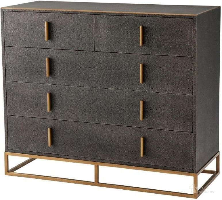 The appearance of Blain Chest Of Drawers TAS60012.C096 designed by Theodore Alexander in the transitional interior design. This dark gray piece of furniture  was selected by 1StopBedrooms from TA Studio No. 4 Collection to add a touch of cosiness and style into your home. Sku: TAS60012.C096. Material: Leather. Product Type: Chest.