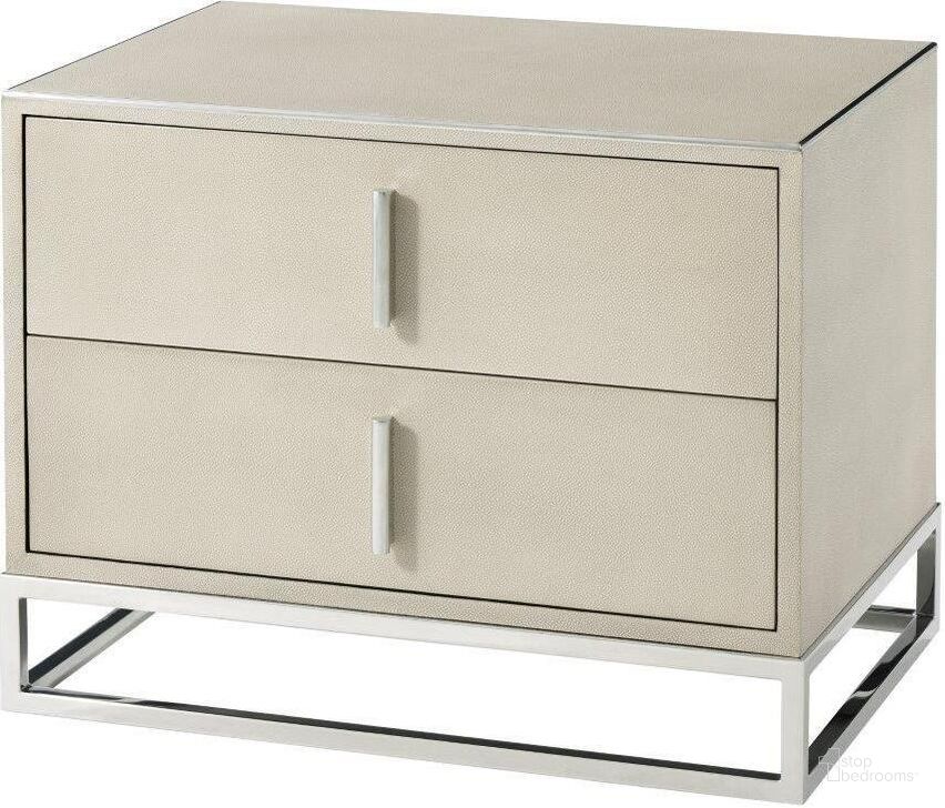 The appearance of Blain Nightstand In Shagreen TAS50035.C095 designed by Theodore Alexander in the transitional interior design. This beige piece of furniture  was selected by 1StopBedrooms from TA Studio No. 4 Collection to add a touch of cosiness and style into your home. Sku: TAS50035.C095. Material: Leather. Product Type: Nightstand.