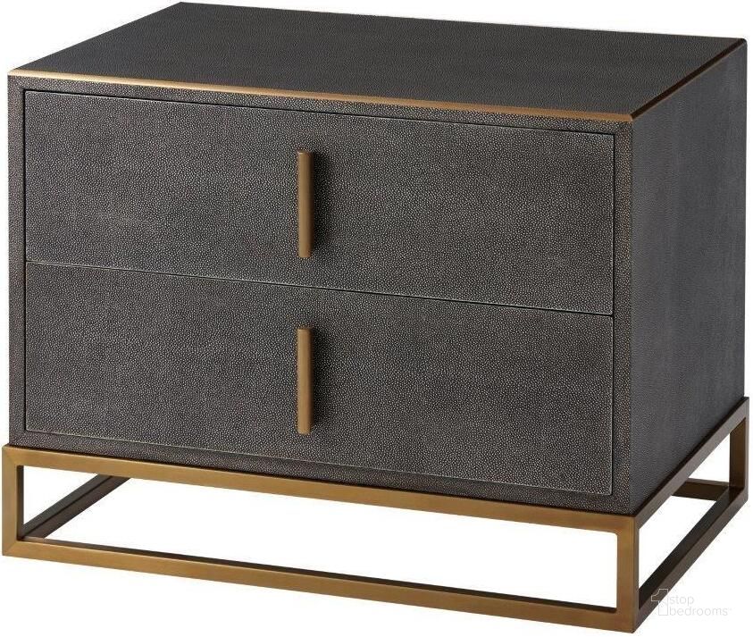 The appearance of Blain Nightstand In Shagreen TAS50035.C096 designed by Theodore Alexander in the transitional interior design. This gray piece of furniture  was selected by 1StopBedrooms from TA Studio No. 4 Collection to add a touch of cosiness and style into your home. Sku: TAS50035.C096. Material: Leather. Product Type: Nightstand.