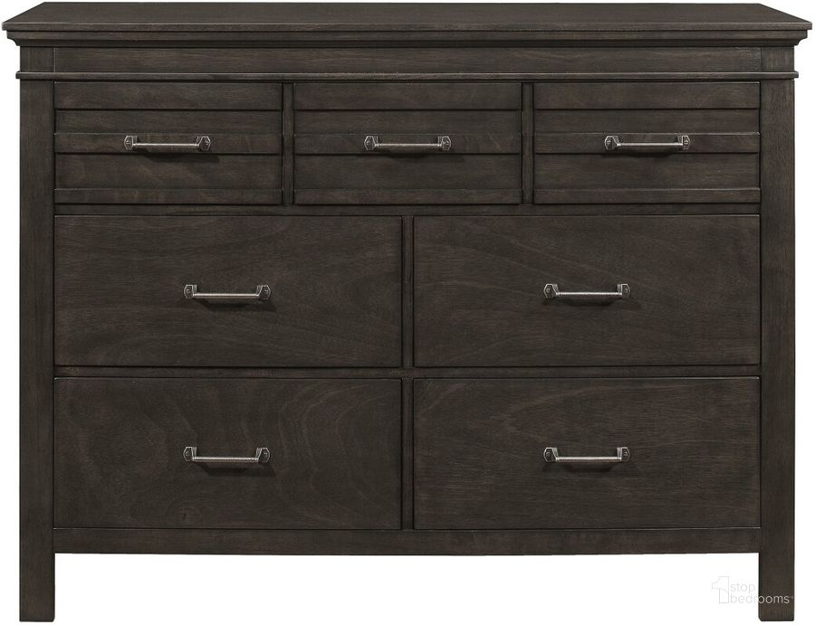 The appearance of Blaire Farm Charcoal Gray Dresser designed by Homelegance in the transitional interior design. This brown piece of furniture  was selected by 1StopBedrooms from Blaire Farm Collection to add a touch of cosiness and style into your home. Sku: 1675-5. Material: Wood. Product Type: Dresser. Image1