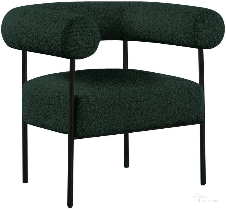 The appearance of Blake Green Boucle Fabric Accent Chair designed by Meridian in the modern / contemporary interior design. This green piece of furniture  was selected by 1StopBedrooms from Blake Collection to add a touch of cosiness and style into your home. Sku: 527Green. Material: Fabric. Product Type: Accent Chair. Image1