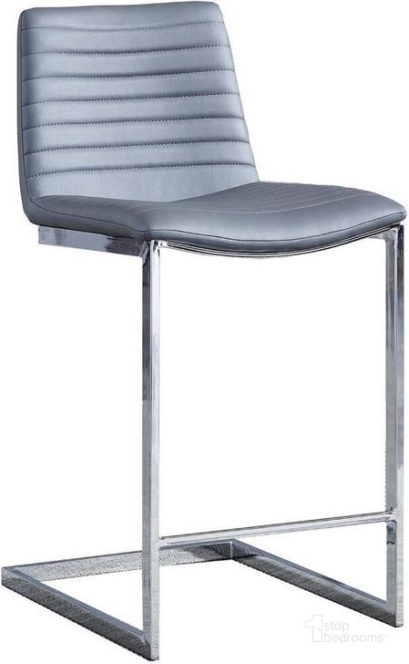 The appearance of Blanca Gray Faux Leather Counter Height Chair Set of 2 In Silver designed by Best Master Furniture in the modern / contemporary interior design. This gray piece of furniture  was selected by 1StopBedrooms from Blanca Collection to add a touch of cosiness and style into your home. Sku: BA227GCH. Material: Faux Leather. Product Type: Counter Height Chair. Image1