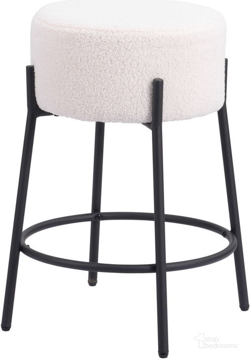 The appearance of Blanche Bar Stool Set of 2 In Ivory designed by Zuo Modern in the modern / contemporary interior design. This ivory piece of furniture  was selected by 1StopBedrooms from Blanche Collection to add a touch of cosiness and style into your home. Sku: 109741. Product Type: Barstool. Material: Plywood. Image1