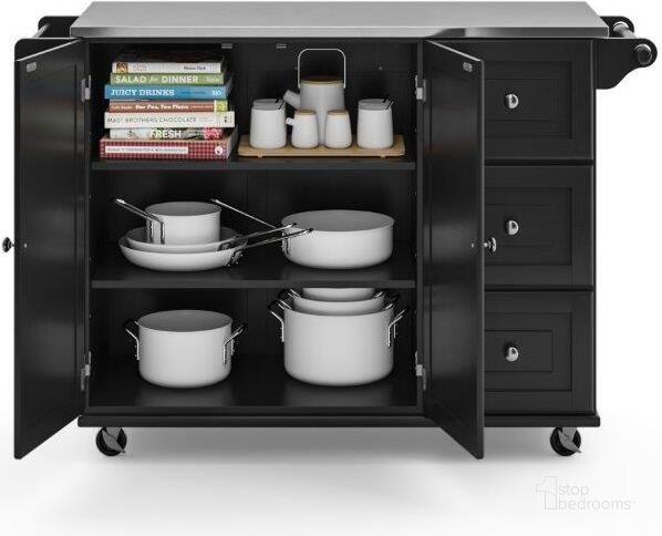 The appearance of Blanche Black Kitchen Cart 4513-95 designed by Homestyles in the traditional interior design. This black piece of furniture  was selected by 1StopBedrooms from Blanche Collection to add a touch of cosiness and style into your home. Sku: 4513-95. Material: Wood. Product Type: Kitchen Cart. Image1