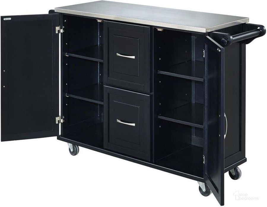 The appearance of Blanche Black Kitchen Cart 4515-95 designed by Homestyles in the traditional interior design. This black piece of furniture  was selected by 1StopBedrooms from Blanche Collection to add a touch of cosiness and style into your home. Sku: 4515-95. Material: Wood. Product Type: Kitchen Cart. Image1