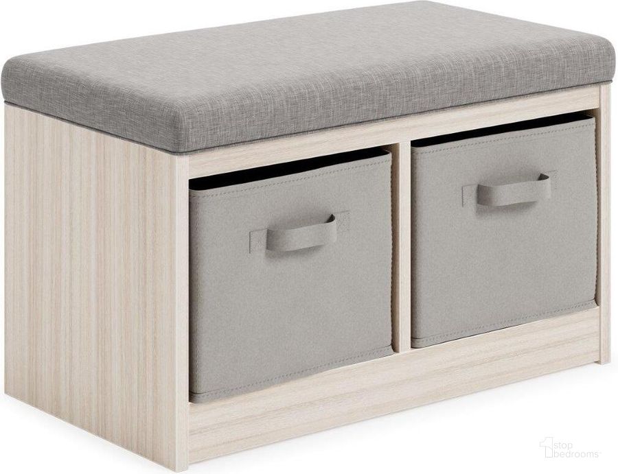 The appearance of Blariden Gray/Natural Storage Bench designed by Signature Design by Ashley in the transitional interior design. This gray/natural piece of furniture  was selected by 1StopBedrooms from Blariden Collection to add a touch of cosiness and style into your home. Sku: A3000286. Material: Fabric. Product Type: Storage Bench. Image1