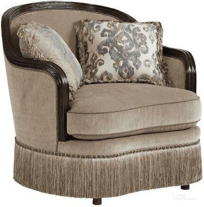 The appearance of Blendenna Beige Living Room Chair 0qb2281123 designed by Windsor Home in the traditional interior design. This beige piece of furniture  was selected by 1StopBedrooms from Blendenna Collection to add a touch of cosiness and style into your home. Sku: 509503-5527AB. Material: Fabric. Product Type: Living Room Chair. Key Features: Nailhead Trim. Image1