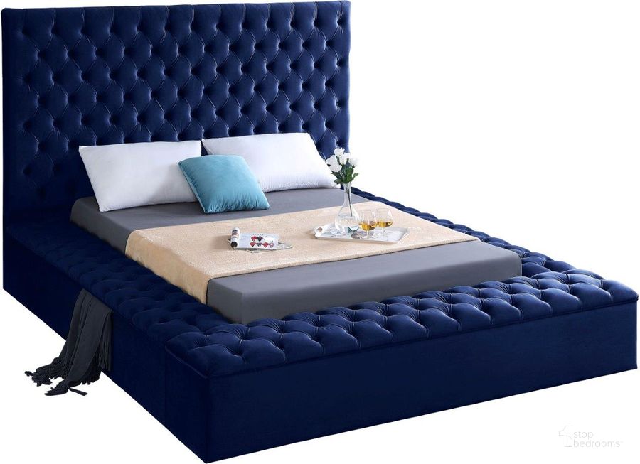 The appearance of Bliss Navy Velvet Full Bed designed by Meridian in the modern / contemporary interior design. This navy velvet piece of furniture  was selected by 1StopBedrooms from Bliss Collection to add a touch of cosiness and style into your home. Sku: BlissNavy-F-1;BlissNavy-F-2;BlissNavy-F-3. Bed Type: Platform Bed. Product Type: Platform Bed. Bed Size: Full. Material: Velvet. Image1