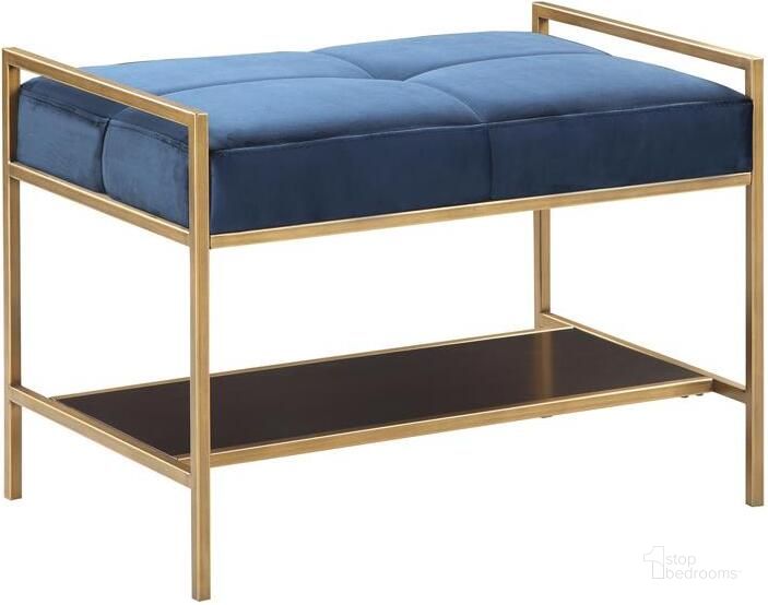 The appearance of Blue And Brass Bench designed by Coaster in the modern / contemporary interior design. This blue piece of furniture  was selected by 1StopBedrooms from  to add a touch of cosiness and style into your home. Sku: 223117. Product Type: Bench. Material: MDF. Image1