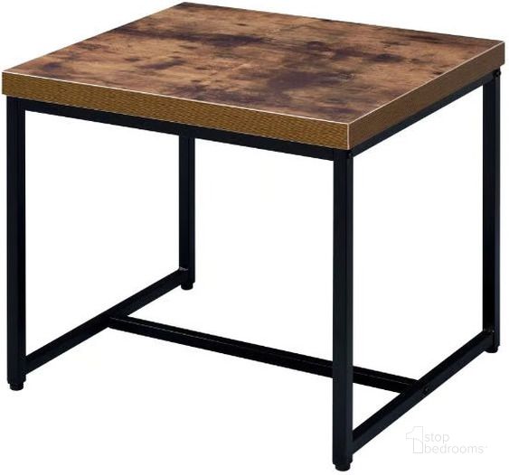 The appearance of Bob Weathered Oak and Black End Table designed by ACME in the modern / contemporary interior design. This red piece of furniture  was selected by 1StopBedrooms from Bob Collection to add a touch of cosiness and style into your home. Sku: 80617. Material: Metal. Product Type: End Table. Table Top Shape: Rectangular. Image1